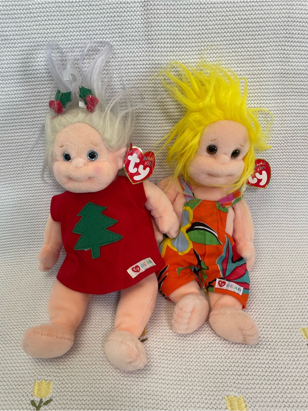 TY Beanie Kids Noelle Jammer Plush Dolls 1990s With Tags Christmas Tropical